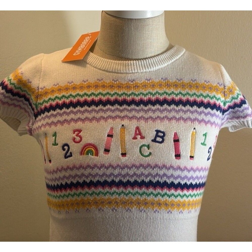 Girls Gymboree Intarsia Peplum Sweater Dress School Supplies Fairisles Size 6 - Picture 2 of 8